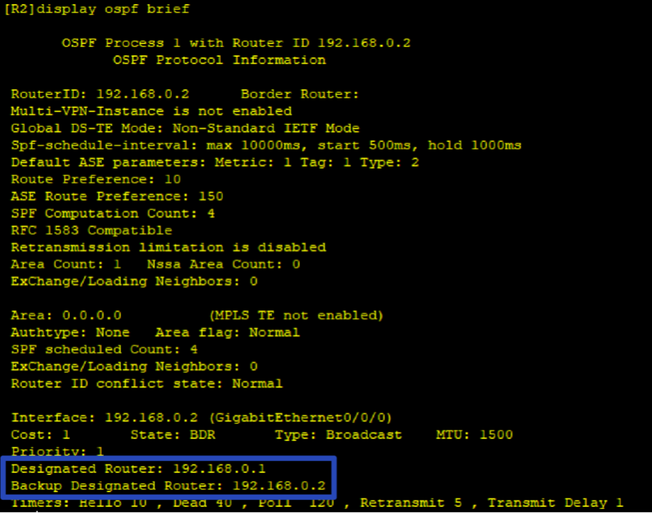 huawei-area0-display-ospf-brief